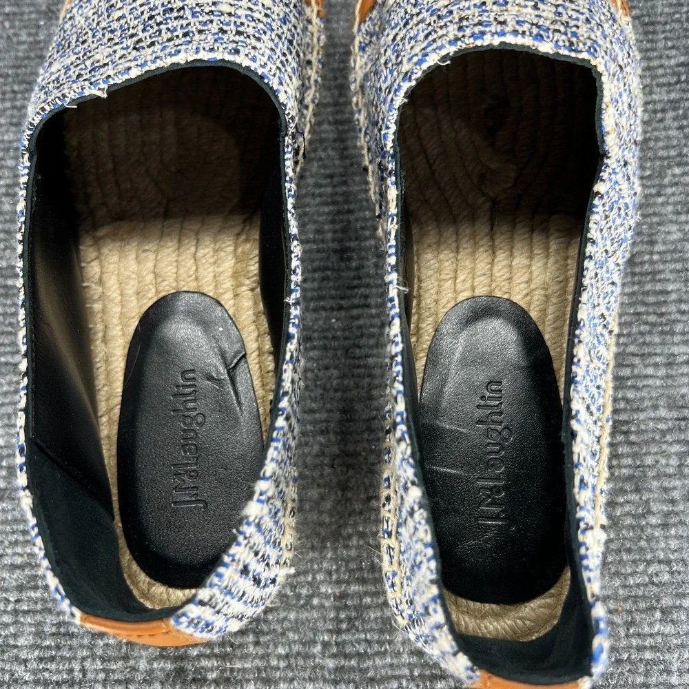 J Mclaughlin Espadrille Slip On Shoes Womens 9 Alexa Denim Natural Cap Toe Flats